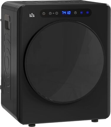 HOMCOM Міні сушарка для білизни 3 кг з дезінфекцією, 6 програм, 1000W, сенсорний дисплей, чорна