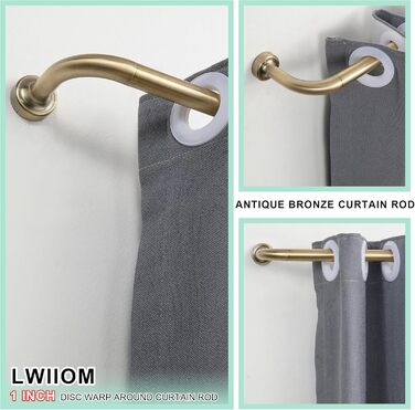 Штанга для штор телеекрану Warmgold, діаметр 2,5 см, регульована штанга для затемнення, алюмінієві кінчики та кріплення, 71–381 см (2 шт. 28–86 см, антична бронза)