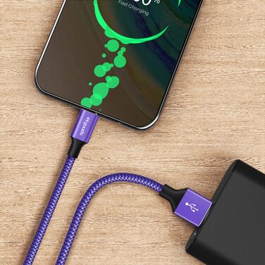 Кабель USB-C 30см [2 шт], білий: USB-A на USB-C, швидка зарядка, нейлон, сумісний з iPhone 16/15 Pro Max, Samsung Galaxy S24/S23/S22/S21/S20/S10/S9, A35/A53