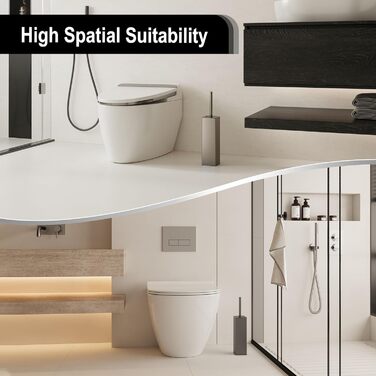 Набір для туалету BVL з щіткою та тримачем, метал, силікон, сірий