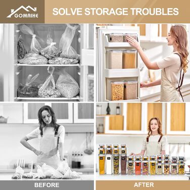 Набір контейнерів для зберігання GoMaihe 16 шт. | Герметичні бокси для кухні, продуктів, кормів для тварин | Пластикові контейнери з кришкою