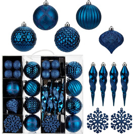 50 шт. прикрас для ялинки: сині ялинкові кулі, міцні, для різдвяного декору