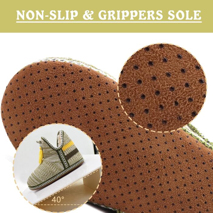 COFACE Халаці домашні жіночі, тапочки для дому, зимові, теплі, плюшеві, з підкладкою, халатці-човники (41/42 EU, світло-зелені)