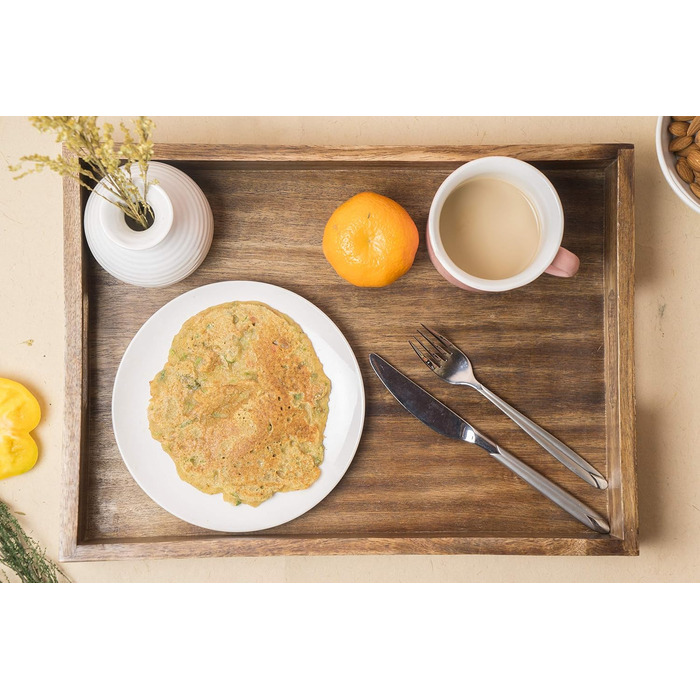 GoCraft Handcrafted Classic Wooden Tray - Large 16.5-inch Mango Wood Serving Tray with Handles - Elegant Kitchen & Dining Accessory - Ideal for Breakfast in Bed, Coffee, Tea