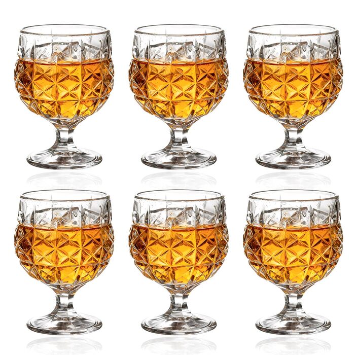 Набір з 6 витончених келихів для вина 200 мл, рельєфні келихи, ідеальні для червоного та білого вина, для свят та вечірок