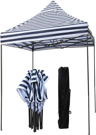 All Seasons Gazebos Pavilion, 2 x 2 m, robust, completely waterproof (White and Blue striped)