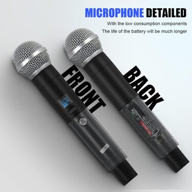 Мікрофонний комплект Micfuns K7 Professional: бездротові ручні мікрофони VHF 230-250 МГц для караоке, вечірок та мовлення. Дальність дії: 100 м