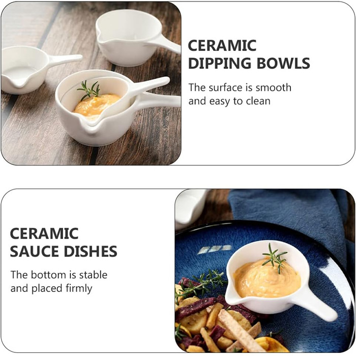 Cabilock 2Pcs Ceramic Sauce Boat Sauce Jug Sauce Bowl Dipping Bowl Porcelain Appetizer Dessert Plate for Salad Soy Tomato Sauce