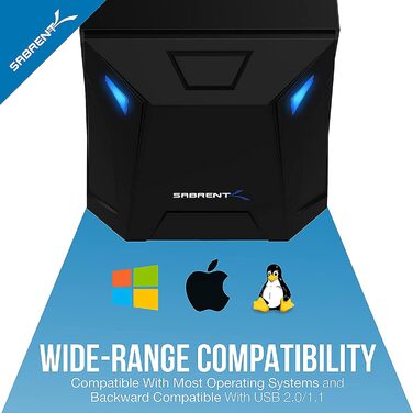 Док-станція SABRENT для HDD/SSD 2.5' та 3.5' SATA з USB A 5Gbps, UASP, 1 відсік