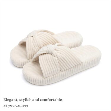 Жіночі халапи Чантомoo з піною Memory Foam, зручні та трендові, для дому та сну, з бантиком та перехресними ремінцями, колір бежевий, розмір 38/39 EU