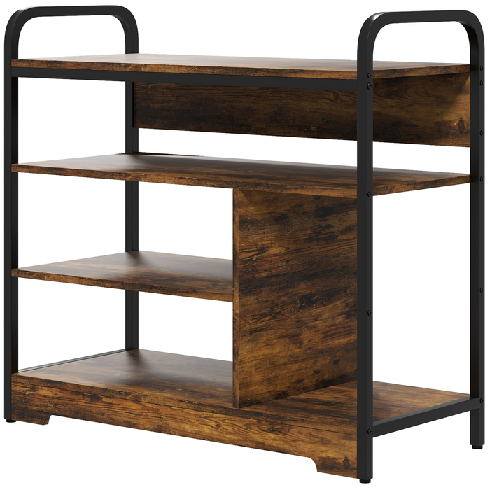 HOMCOM Shoe Rack Shoe Stand 4 Tiers with Handle for max 11 Pairs of Shoes Shoe Storage for Entrance Hall 70 x 30 x 65 cm Rustic Brown