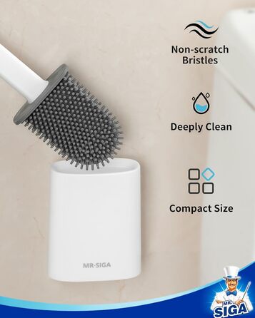 Набір щітки для унітазу та тримача MR.SlGA, настінний монтаж, компактний дизайн, білий, 2 шт.