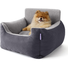 Автокрісло для собак Lesure - водовідштовхувальне, для маленьких собак, з поворотком для повідка, темно-сіре