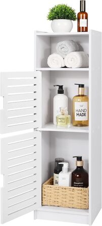 Aimu waterproof bathroom cabinets, bathroom storage units with open storage shelves, freestanding floor cabinets, corner organizers for bedroom, kitchen, hallway, white, 74x20x24 cm