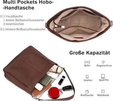 Сумка жіноча шкіряна Befen, шопер середнього розміру з ручками та 2 ремінцями через плече, колір кава