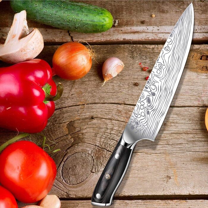 Chef's Knife, Kitchen Knife, Meat Knife Professional 20CM, Extra Sharp Blade, German Stainless Steel, Ergonomic Handle with Gift Box