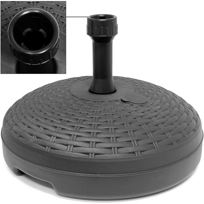 BRANDED ITEM Umbrella Stand Parasol Stand Plastic Parasol Holder Umbrella Stand with Rattan Look, Round, Fillable