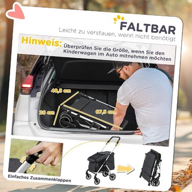 Візок для собак PawHut: легкий алюмінієвий, складаний, сірий, з подушкою, сіткою та кошиком для зберігання