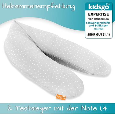 joyfill® Microbead Pregnancy Pillow 190cm | Pregnancy Pillow - Made in Germany | Ideal for Sleeping & Breastfeeding Thanks to Whisper-Quiet & Comfortable Filling | Breastfeeding Pillow XXL Breastfeeding Pillow Grey - Dots