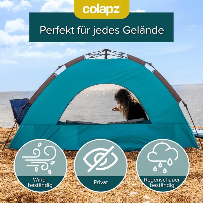 Colapz Camping Shower Tent & Pop-Up Toilet Tent with Storage - Privacy Beach Shelter & Outdoor Changing Room (Blue)