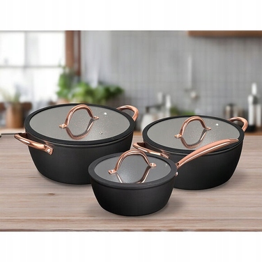 Набір каструль MG Home Rose Gold, 6 предметів, алюміній (16 см, 20 см, 24 см)