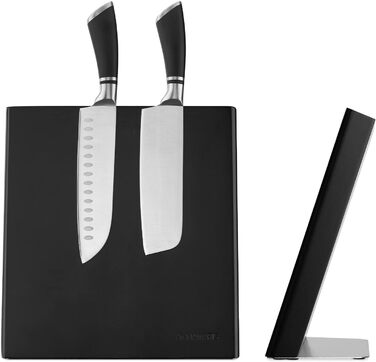 Navaris Magnetic Knife Holder from Rubber, 27.7x27.5x12cm - Magnetic Knife Block, Cutting Board, Wooden Magnet Holder - Knife Holder, Unfilled, Black