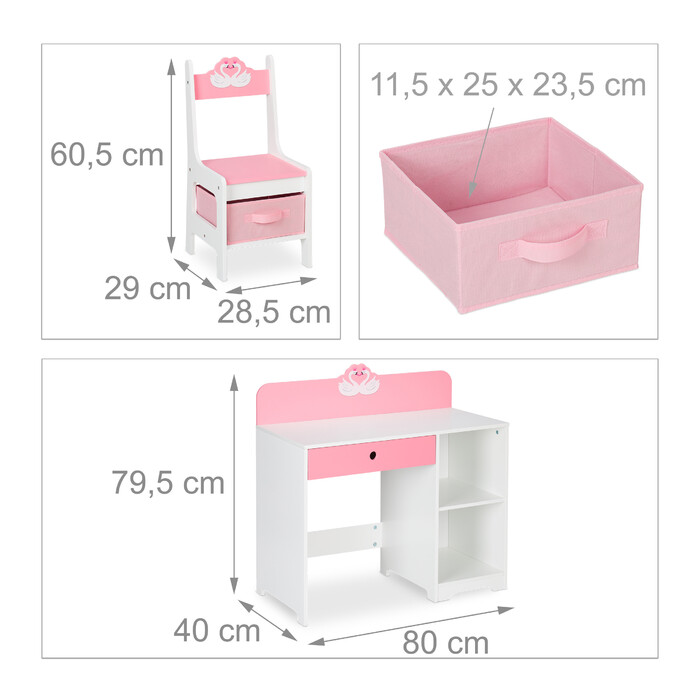 Relaxdays Children's Desk and Chair Swan