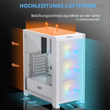 Ігровий корпус darkFlash DRX70 ATX Mid-Tower, 3 RGB-вентилятори 120мм, загартоване скло, сітчаста передня панель, USB 3.0, Білий