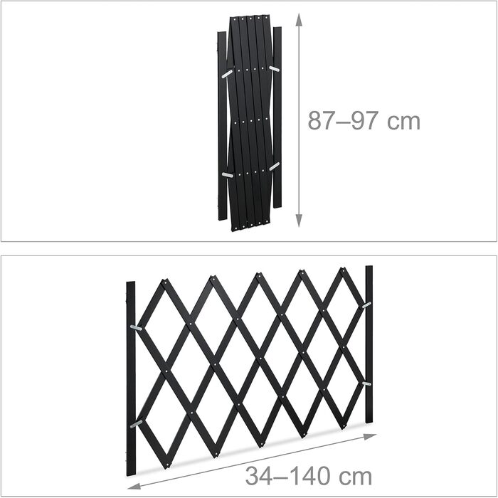 Захисне ворота для собак Relaxdays, розтягується до 108,5 см, висота 47,5-60 см, чорний колір (XL)