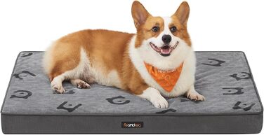Ліжко для собак Feandrea, знімний водонепроникний матрац, розмір M (76 x 51 x 8 см), для маленьких та мініатюрних собак, сірий, PGW241G01
