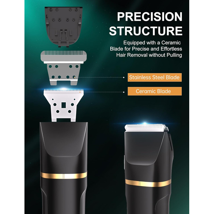 Електричний триммер для чоловіків 3-в-1 Intimrasierer: триммер для носа, обличчя та тіла, IPX7, чорний