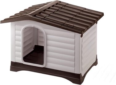 Будка для собак Ferplast DOGVILLA 70, Outdoor, з відкриваючимся боком, дренажний піддон, ізольоване дно, знімний дах, вентиляційні грати, перероблений пластик, 73 x 59 x 53 см