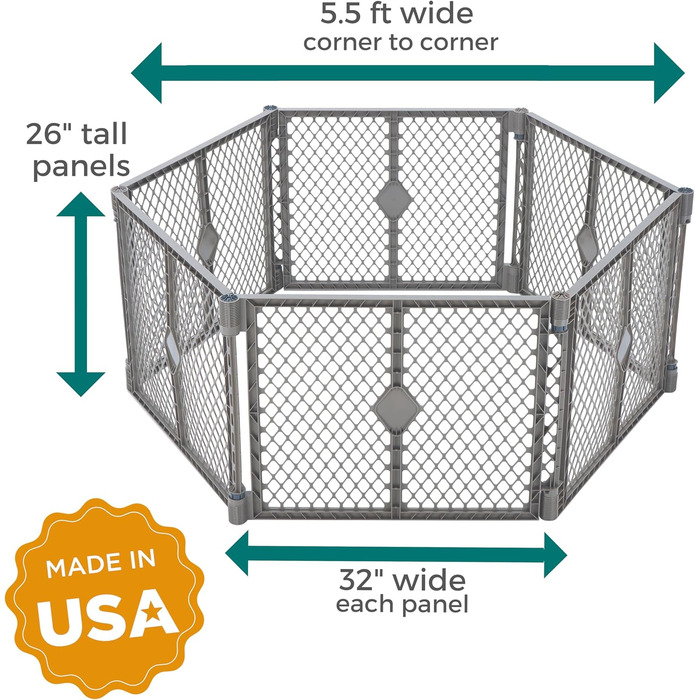 Лейтстілл для собак North States MYPET Petyard Laufstall: 6 панелей, 66 см, для дому та вулиці