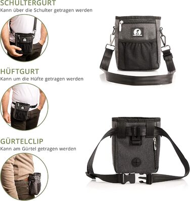 Мішок для ласощів для собак - міцний та водонепроникний аксесуар для прогулянок та тренувань (Чорний) (Сіра версія)