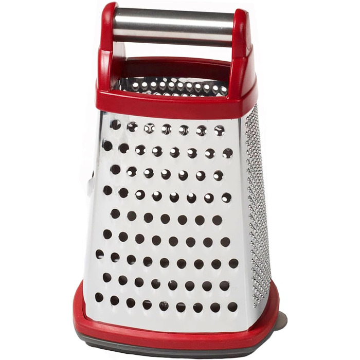 KitchenAid KN300OSERA Gourmet 4-Sided Stainless Steel Box Grater for Fine, Medium, and Coarse Shreds and Slices, Removable 3-Cup Storage Container and Measuring Marks, Dishwasher Safe, Empire