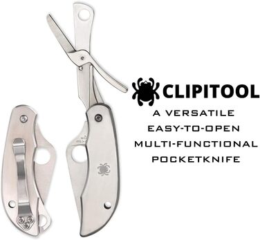 Ніж складаний Spyderco ClipiTool з ножицями, нержавіюча сталь, металевий корпус