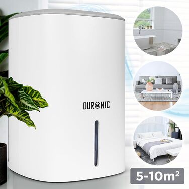 Зволожувач повітря Duronic DH06 WE – тихий осушувач для кімнат 5-10 м², компактний конденсаційний осушувач з баком 0.8 л, 23 Вт, захист від плісняви та конденсату, ідеально для спальні