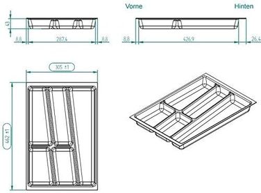 Органайзер для столових приборів ORGA-BOX II для шаф Nobilia 45 см (сірий, ширина 305 мм)