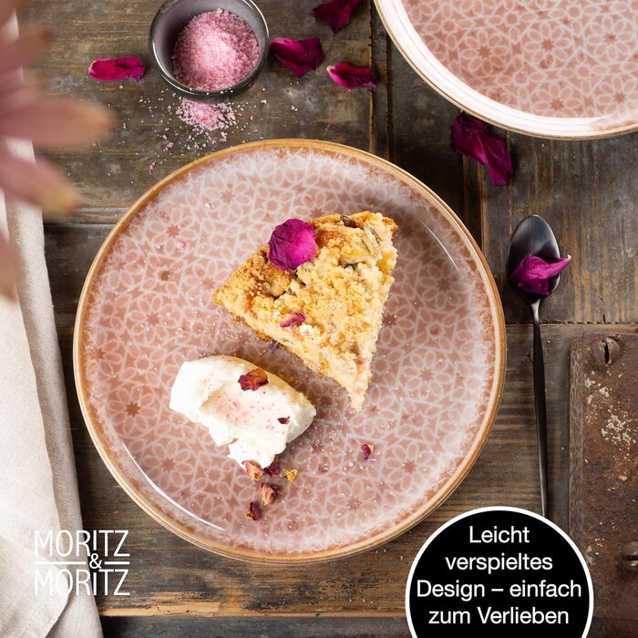 Moritz & Moritz TERRA 36-Piece Dinnerware Set for 12 People - Plate Set in delicate Terracotta made from high-quality porcelain - Dinnerware set for 12 people, consisting of 12 dinner plates, dessert plates, and bowls each. Terracotta 36-piece dinnerware set.