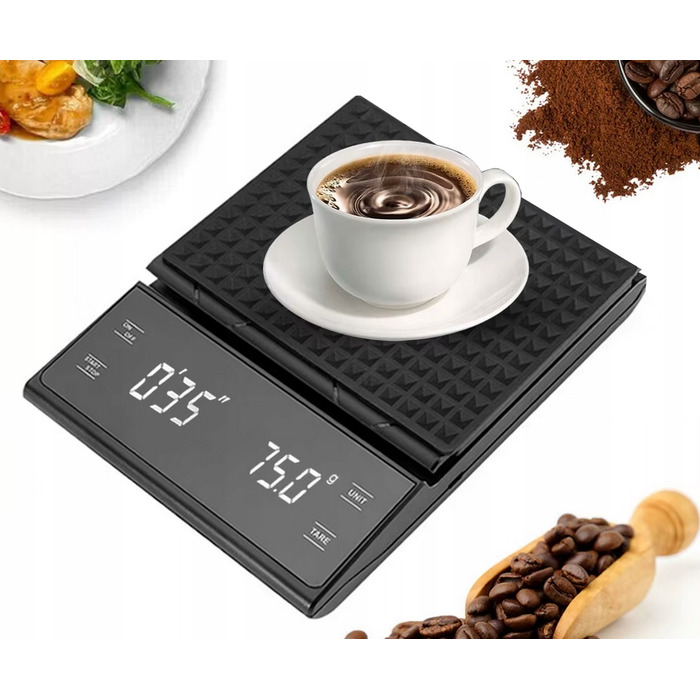 Прецизійні кухонні ваги 3000г / 0,1г з таймером для заварювання кави