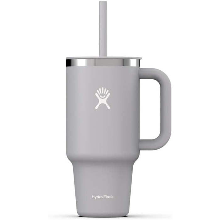 HYDRO FLASK - Travel Tumbler - Thermobecher 946 ml (32 Oz) with leak-proof Press-In Straw Lid - Stainless Steel - Double-Wall Vacuum Insulation - Splash-Proof Lid - Birch