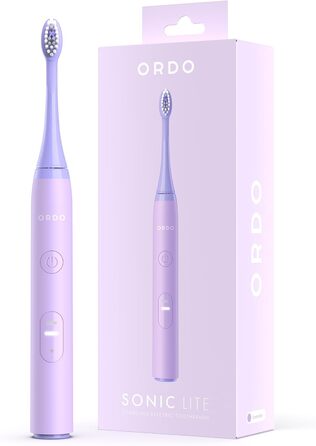 Електрична зубна щітка Ordo Sonic Lite з 35 000 імпульсів/хв, для дорослих, 2 режими, акумулятор до 5 тижнів, таймер, водонепроникна, USB-C, лаванда