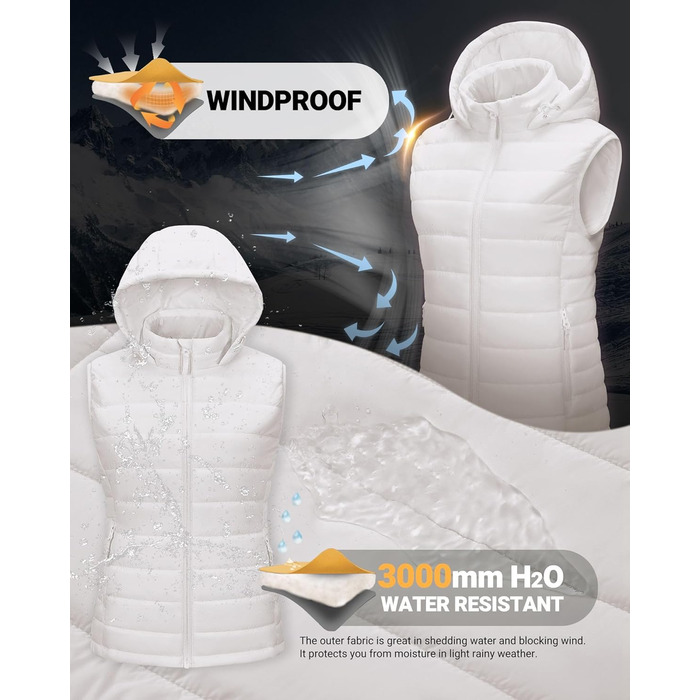 Степлева жилетка Outdoor Ventures для жінок з капюшоном, тепла велосипедна жилетка для туризму та кемпінгу, кремовий колір, XS