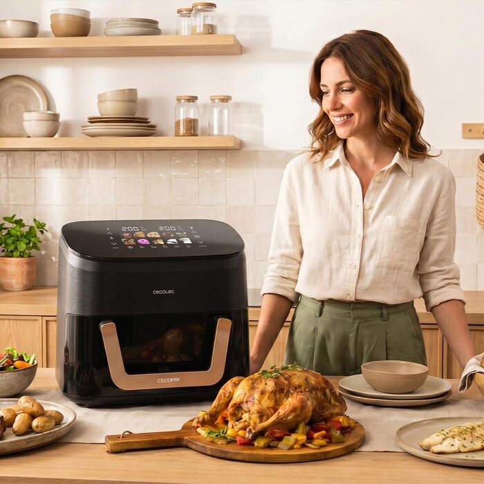 Фритюрниця Cecotec Cecofry & Grill Smokin' 6500 Plus 6.5л з грилем та функцією копчення, 2200 Вт, чорна