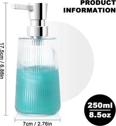 Набір дозаторів для мила з прозорого скла та чорного пластику, 250 мл (3 шт.)