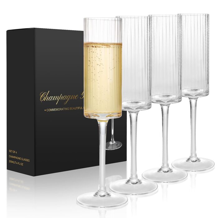 Набір елегантних келихів для шампанського Qulable - 4 шт.