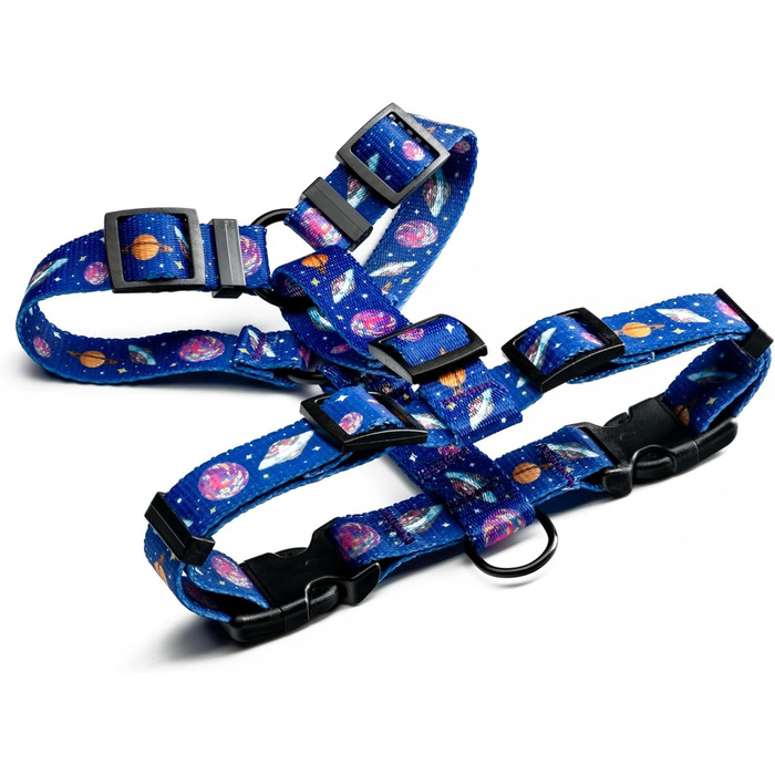 Шлейка для собак середніх порід | Не вбирає вологу | Регульована | З контролем | Легка класична шлейка для собак | Dog Harness - M (Cosmic Bloom, S - виміряйте собаку)
