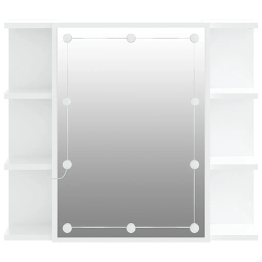 Шафа у ванну кімнату з дзеркалом та LED-підсвіткою, біла, 70x16,5x60 см