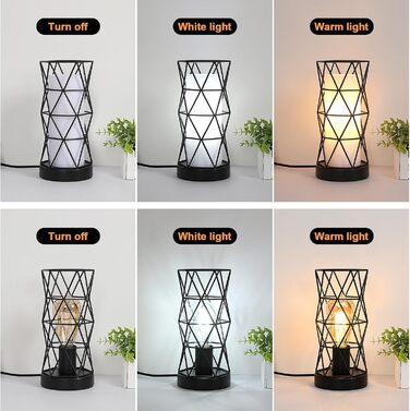 Настільна лампа з дерева та металу, вінтажний стиль, E14/E27, для дитячої, вітальні, спальні, бару (чорний)