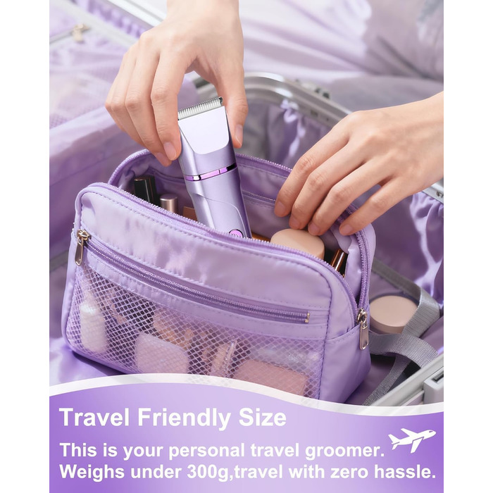 Електричний жіночий триммер 3-в-1 для тіла, обличчя, ніг, рук, під пазухами та зоною бікіні. Вологостійкий, перезаряджається (фіолетовий)